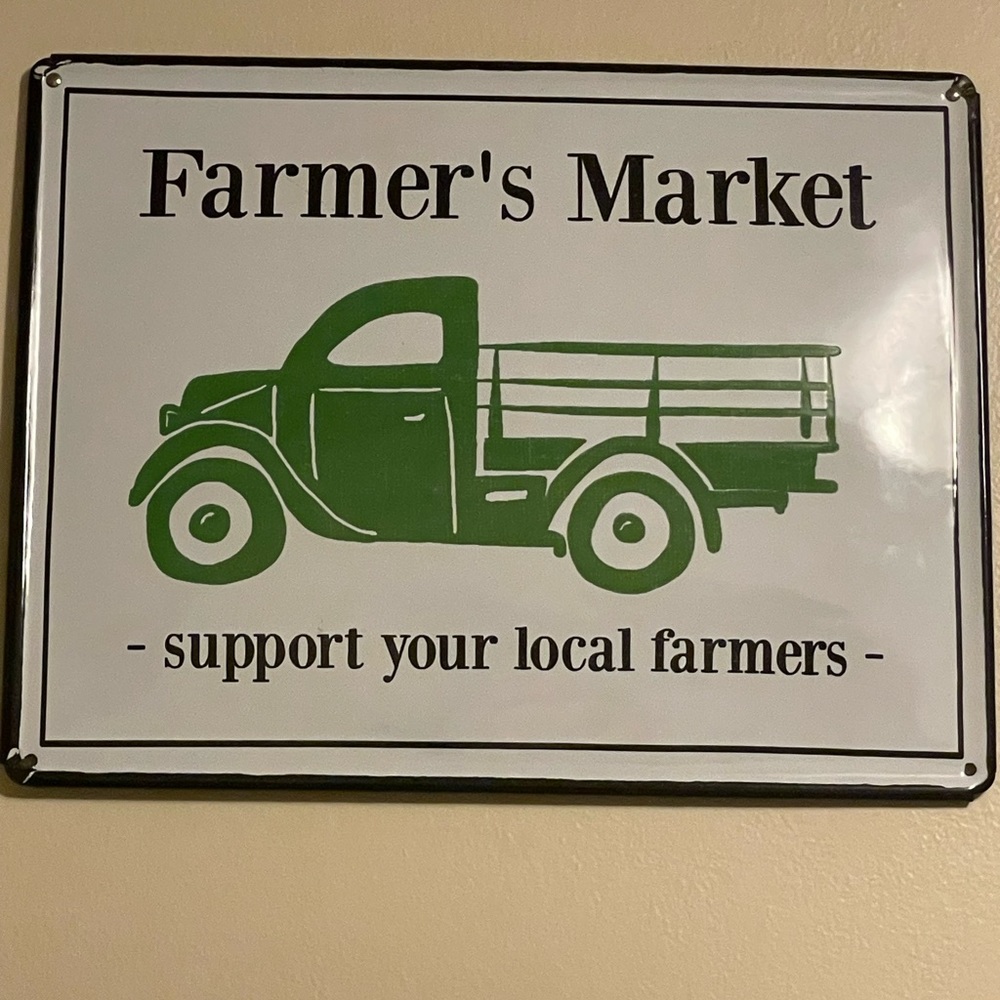 Metal farmers market sign